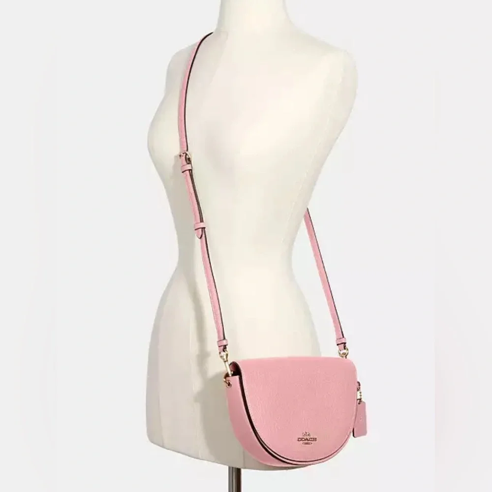 COACH Ellen Pebble Leather Flap Crossbody Bag in Bubblegum Pink - Picture 12 of 12